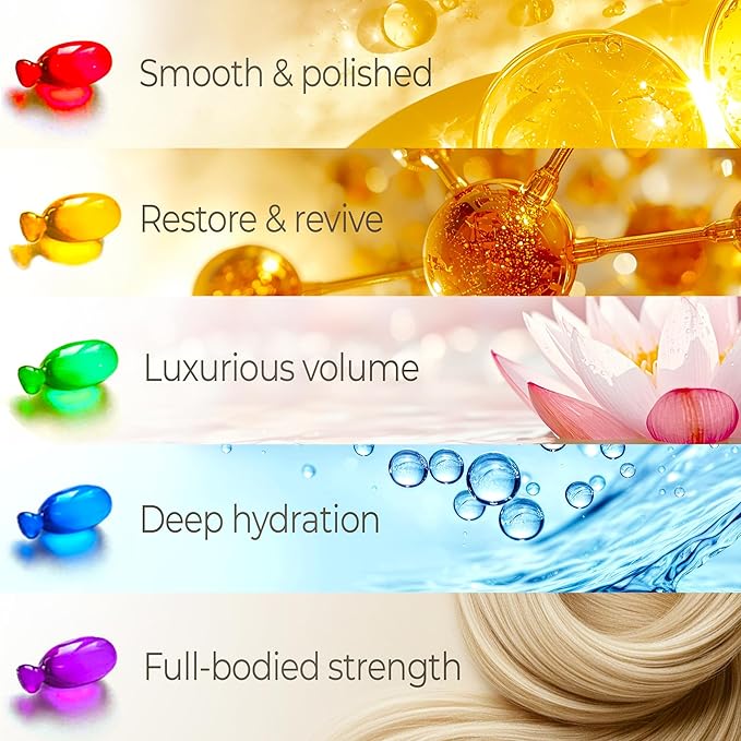 Volumizing Hair Oil Capsules – Leave-In Serum for Fine, Limp or Fragile Hair w/ Argan, Peptides & Ceramides | Mineral Oil, Sulfate and Paraben Free, Vegan | Fuller-Looking Body & Shine | 15Ct