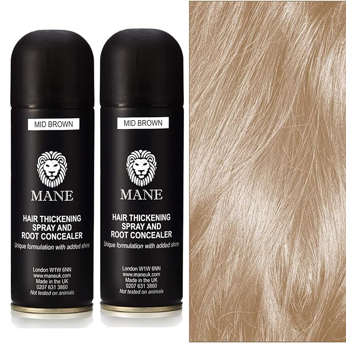 Mane Hair Thickening Spray Duo Pack 6.76 fl oz (Medium Brown)