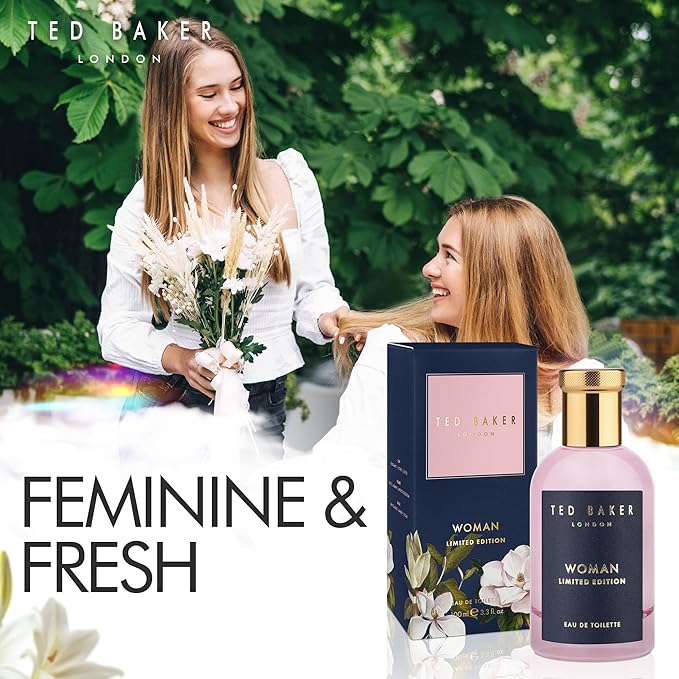 Ted Baker Woman Limited Edition EDT, Delicate and Fresh Scent, Blends of Soft Lily and Delicate Jasmine, Finishing Notes of Amber and Creamy Sandalwood, 3.38 fl oz