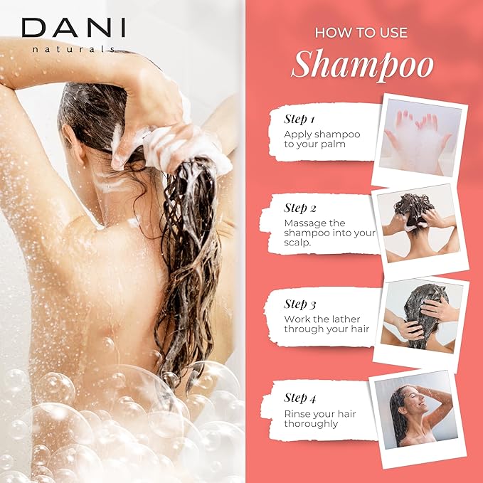 DANI Naturals Moisturizing Shampoo - Coconut Hibiscus - Sulfate-Free, Strengthens & Conditions Dry, Thin, Damaged Hair - Color-Safe, Organic Ingredients, 12 oz