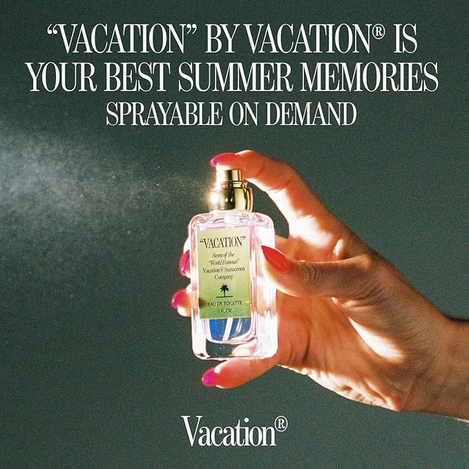 VACATION Sunscreen Eau de Toilette, Beach Coconut Perfume, Unisex Scent of Sunscreen & Summer, Travel Size, 1 Fl. Oz.