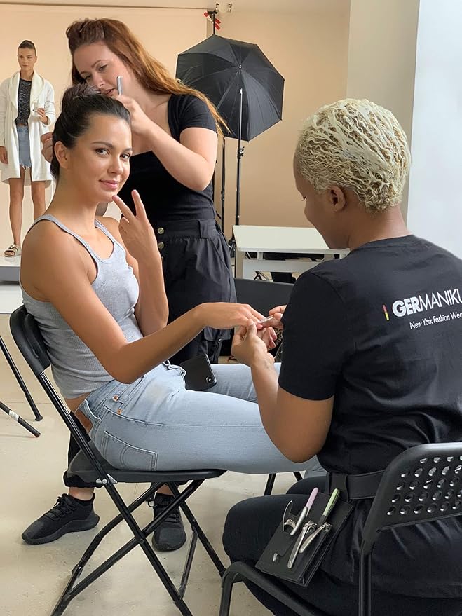 GERMANIKURE Crystal Glass Cuticle Stick & Black Nail File Set in Suede Sleeves – Handmade in Czech Republic – Professional Manicure Supplies – Cuticle Pusher, Callus Remover - Ideal Nail Care Gift