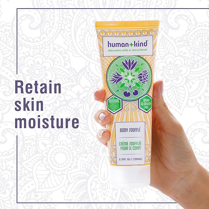 Human+Kind Body Souffle - Light, Fluffy Skin Conditioner for Hydrating and Smoothing Dry Skin - Natural, Vegan Formula with Shea Butter and Apricot Kernel Oil - Light, Fresh Fragrance - 6.76 oz