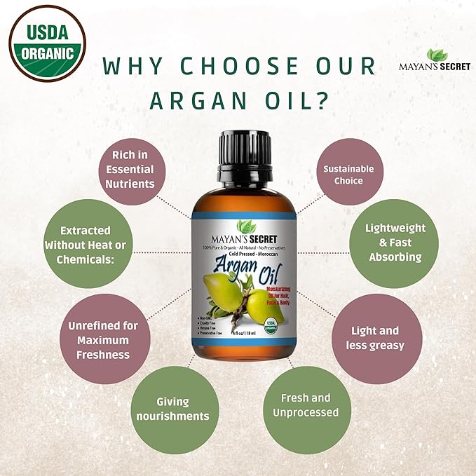 Pure Carrier and Essential Oils for Skin Care, Hair, Body Moisturizer for Face-Anti Aging Skin Care (Argan Oil Organic, 4oz)