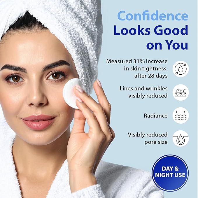 Dr. Denese SkinScience Advanced Firming Facial Pads 100 Count – Professional Exfoliator with Glycolic Acid, Peptides and Aloe for Smooth Radiant Skin, Refined Pores – Dermatologist Tested Cruelty Free