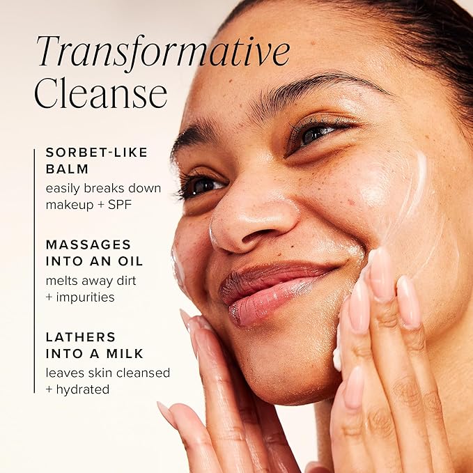 Farmacy Makeup Remover Cleansing Balm - Green Clean Waterproof Makeup Remover Balm + Oil Cleanser for Face - Gently Melts Make Up + SPF - Hydrates + Softens Skin with Super Greens + Papaya (100ml)