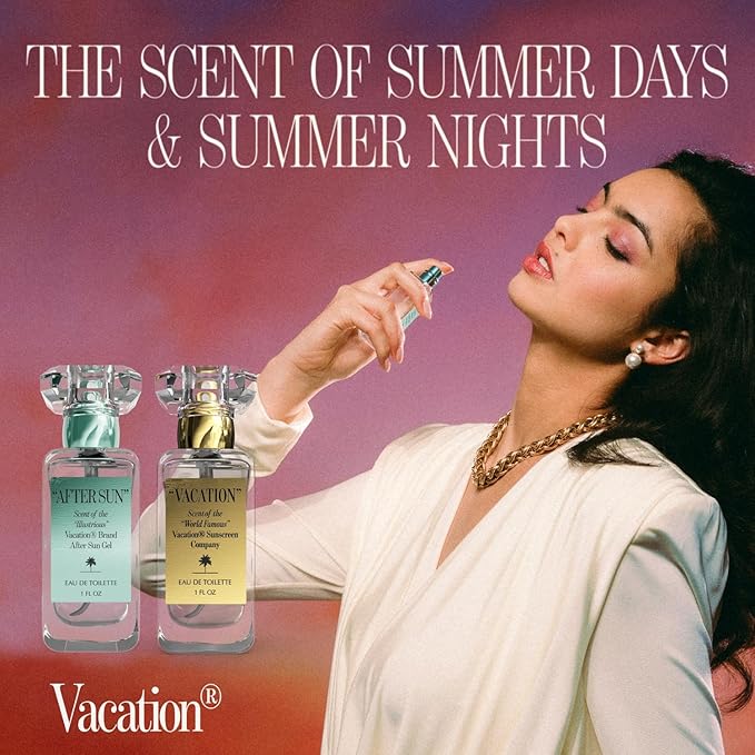 VACATION" & "AFTER SUN Eau De Toilette Duo, Coconut, Aloe Vera, Green Tea & Beach Scent, Signature Summer Fragrances, Unisex, Bundled Perfume Gift Set, 2 x 1 fl oz