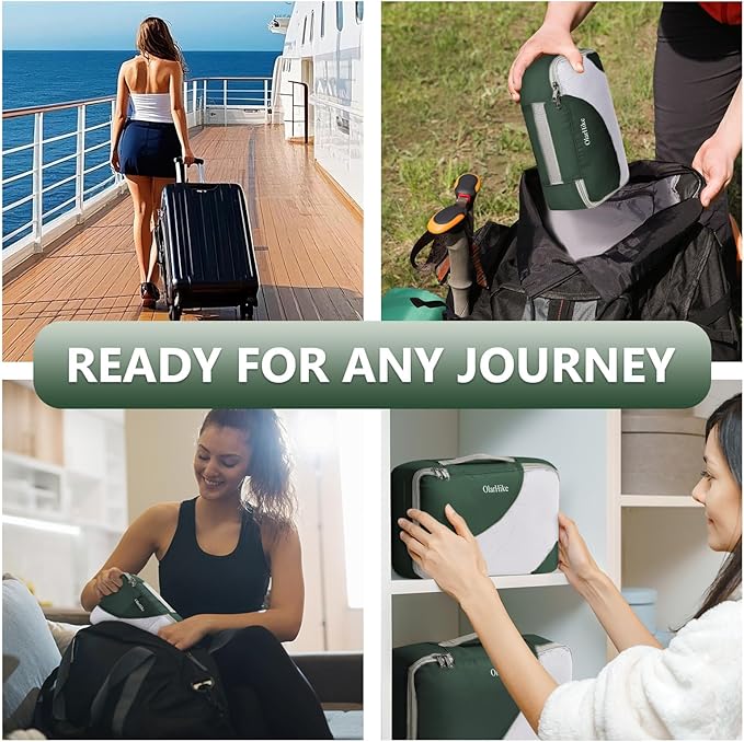 8 Set Packing Cubes for Travel,Christmas Gifts for Women Mom,Anti-Tearing Suitcase Organizer for Luggage with Shoe &Toiletry Bag,OlarHike Vacation Essentials & Accessories for Cruise Ship,Dark Green