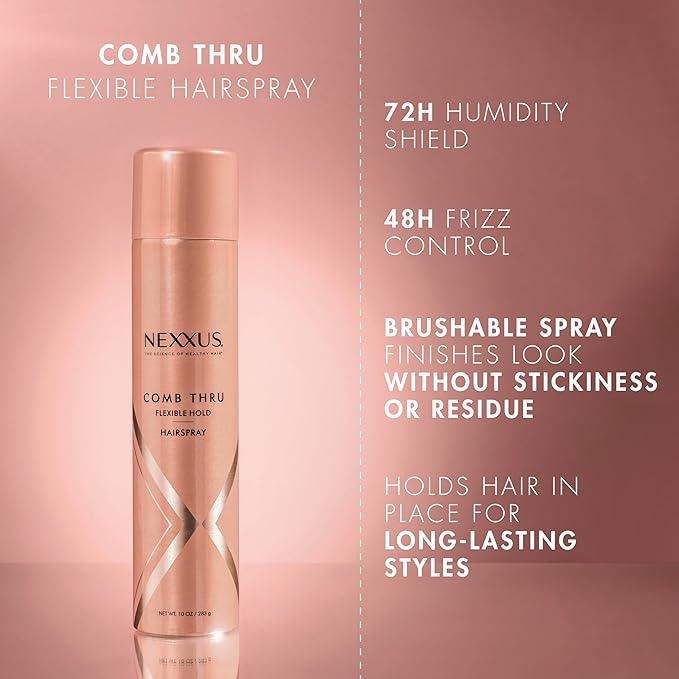 Nexxus Thermal Shield Spray Prep & Protect for 450 degree heat protection & Comb Thru Finishing Spray, Medium Hold Hair Spray for Volume, 10 oz