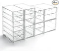 Prsildan Acrylic Drawer Organizer with 17 Drawers, Craft Office Desk Makeup Organizers Accessories, Set of 4 Clear Stackable Storage Drawers for Vanity, Countertop, Jewelry, Art Supply Organization