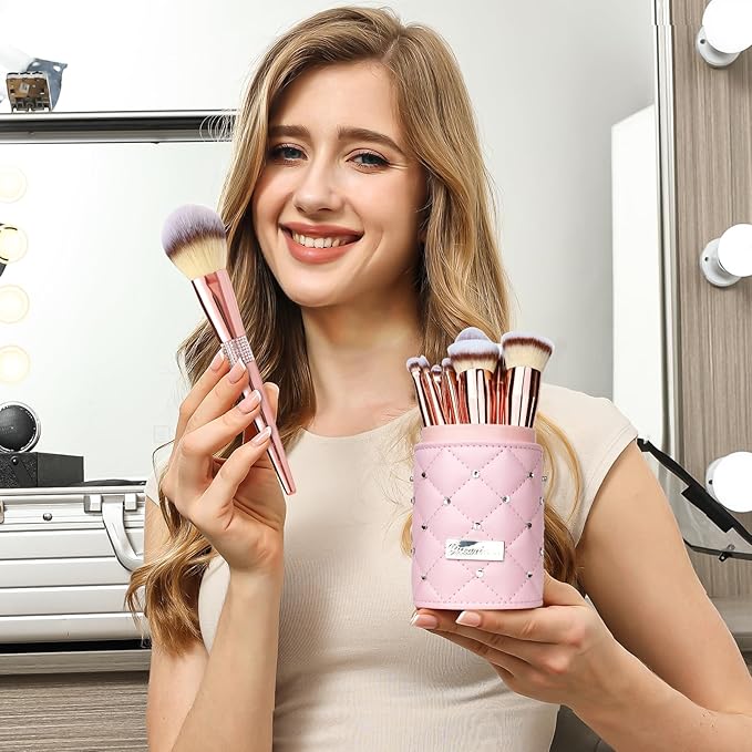 Bueart Design 16Pcs Makeup Brushes Set with Elegant Design Holder Case,Premium Ultra Soft Professional Make up Brushes for Foundation,Blush,Powder,Highlighter,Contour,Eyeshadow