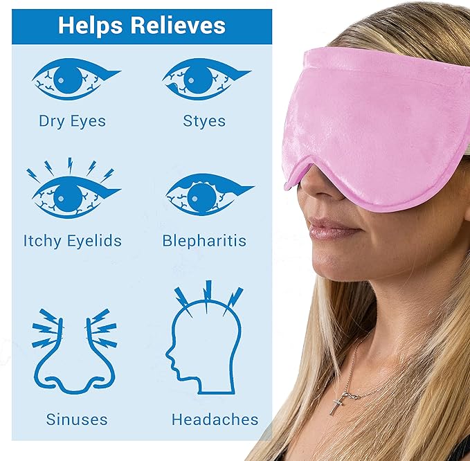 ZOMAPLE Heated Eye Mask, Rose Gold – Soothing Moist Heat for Dry, Tired Eyes – Quick Microwave Prep, Adjustable Strap, Travel Pouch & Plush Washable Cover – Reusable, Cord-Free Warm Compress for Eyes