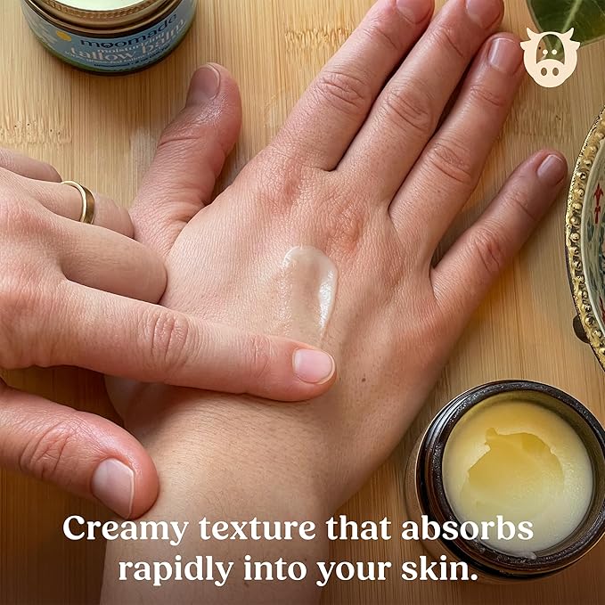 Organic Beef Tallow Balm with Rosehip Oil | Unscented 1 oz – Hand Made in USA 100% Grass-Fed Beef Tallow Moisturizer for Face & Body, Baby, Eczema, Acne-Prone & Sensitive Skin