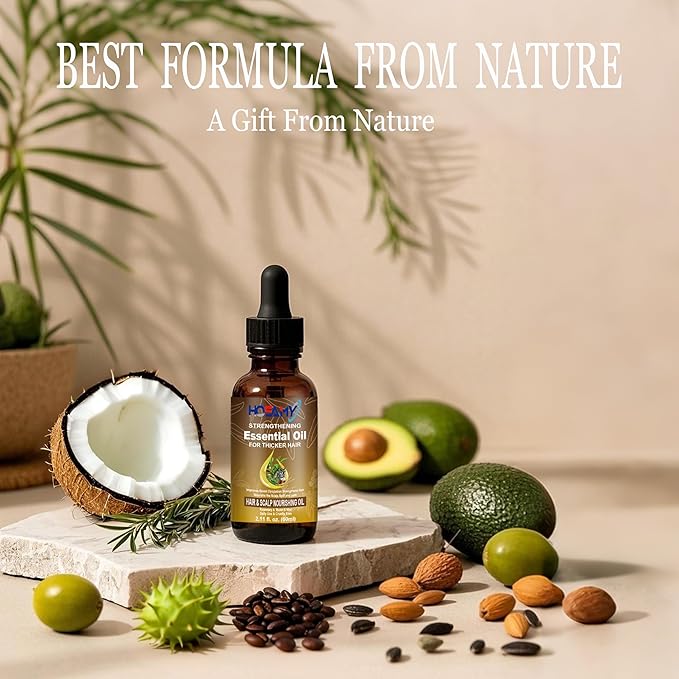 Hair Growth Oil Serum - Lightweight Hair Oil with Biotin,Castor & Rosemary for Thinning Hair - Visibly Thickening Treatment to Reduce Shedding,Hair Frizzy & Nourish Scalp - For Women & Men,60ml