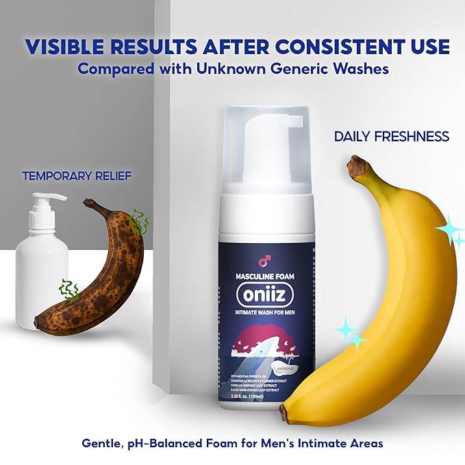 Masculine Foam Amorous Intimate Wash for Men, Triple-Barrier Intimate Defense - pH Balanced, Natural Ingredients, Removes Sweat, Bad Odor - Warm & Attractive Fragrance 3.38 fl. oz