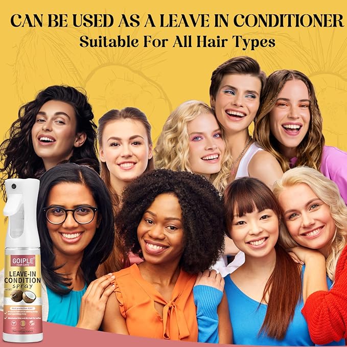 Leave In Conditioner & Heat Protectant Spray Smooth Flyaways Add Shine - 450 'F Heat Protectant Spray Frizz Control Thermal Pretection Enhancer Blow-Dry Support Thermal Styling Mist for All Hair Types