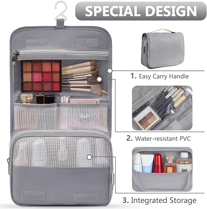 8 Set Packing Cubes for Travel, Anti-Tearing Suitcase Organizer for Luggage with Shoe & Hanging Toiletry Bag,Gifts for Women Mom,OlarHike Vacation Essentials & Accessories for Cruise Ship,Ash