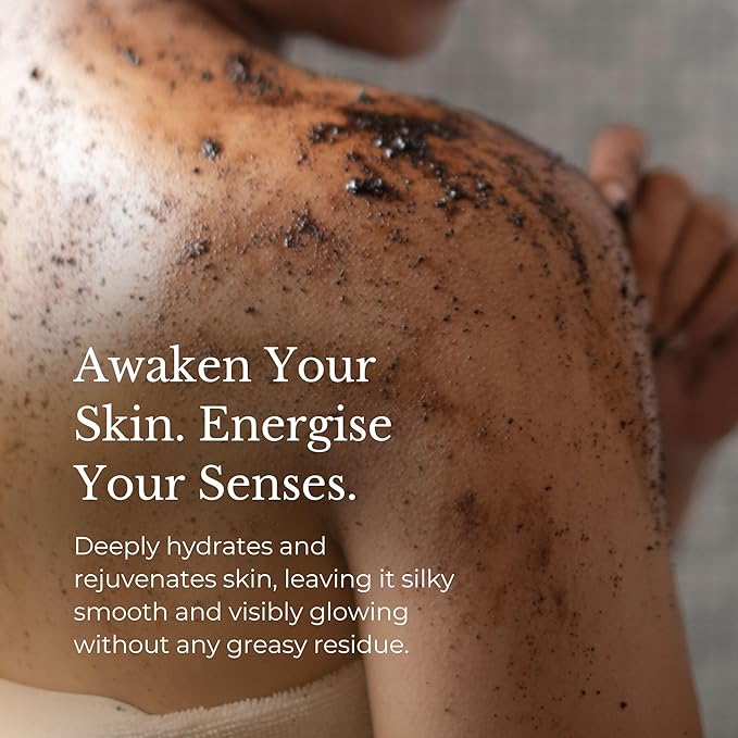 JUARA Invigorating Coffee Scrub - Exfoliating Body Scrub with Sumatra Coffee Beans & Rice Protein - Sulfate-Free Body Exfoliator for Smooth Skin, Indonesian Jamu Formula, 8 oz