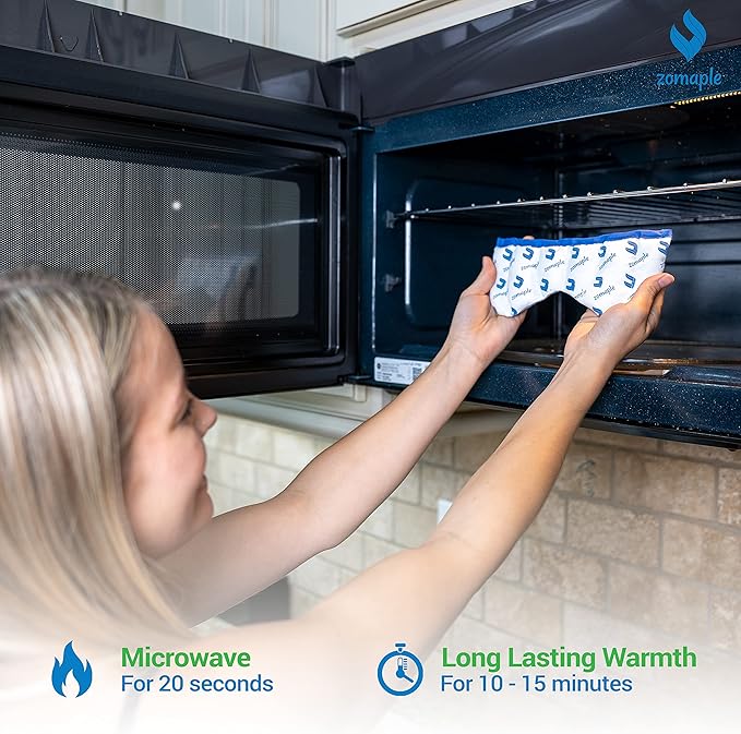 ZOMAPLE Heated Eye Mask, Blue – Soothing Moist Heat for Dry, Tired Eyes – Quick Microwave Prep, Adjustable Strap, Travel Pouch & Plush Washable Cover – Reusable, Cord-Free Warm Compress for Eyes