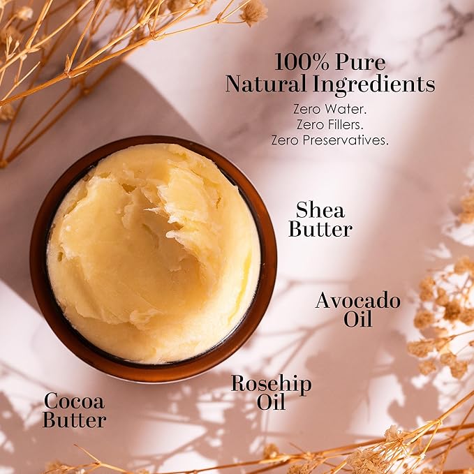 Better Shea Butter Scar Eraser Balm - Cocoa Butter Cream for Stretch Marks and Dark Spots, Burns, Old Scars - Acne Scars - Designed w Zero Synthetic Ingredients, 4 oz