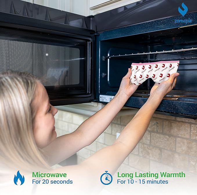 ZOMAPLE Heated Eye Mask, Rose Gold – Soothing Moist Heat for Dry, Tired Eyes – Quick Microwave Prep, Adjustable Strap, Travel Pouch & Plush Washable Cover – Reusable, Cord-Free Warm Compress for Eyes