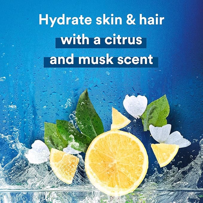 Suave Men Moisturizing Body, Face and Hair Wash, 3-in-1 For Hydrated Skin and Hair, Citrus & Musk scent, No Parabens, No Phtahaltes, 18 Oz Pack of 6