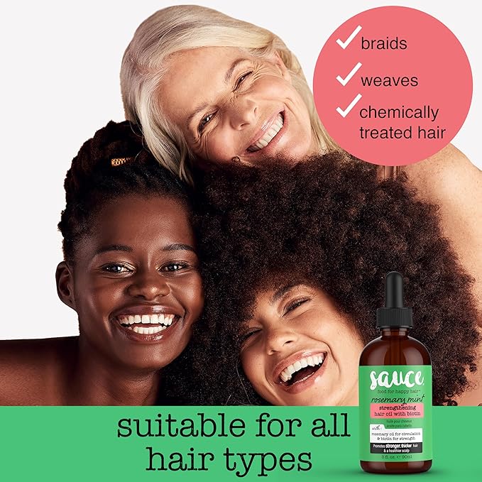 SAUCE BEAUTY Hair Oil, Rosemary Mint with Biotin (3 Fl Oz) Helps Promote Hair Growth & Rejuvenation, Scalp Oil for Thicker, Stronger Hair, No Parabens