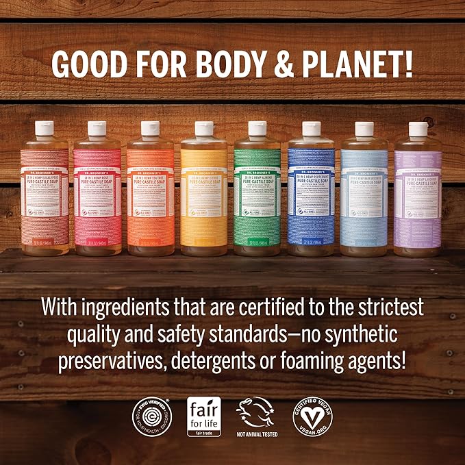 Dr. Bronner's Magic Soaps 18-In-1 Hemp Citrus Orange Pure Castille Soap, 32-Ounce Bottles