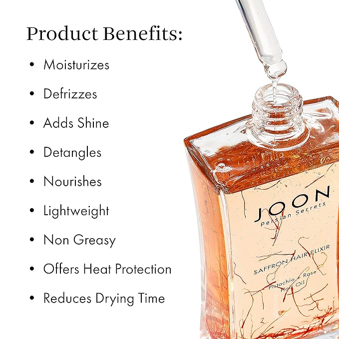 Joon Saffron Hair Elixir Pistachio + Rose Hair Oil, 1.11 Fl. Oz.