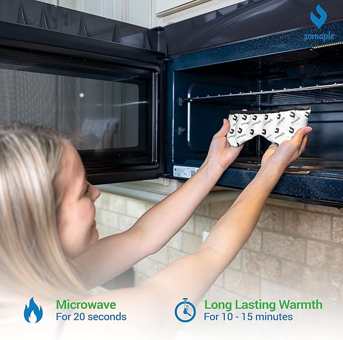 ZOMAPLE Heated Eye Mask, Grey – Soothing Moist Heat for Dry, Tired Eyes – Quick Microwave Prep, Adjustable Strap, Travel Pouch & Plush Washable Cover – Reusable, Cord-Free Warm Compress for Eyes