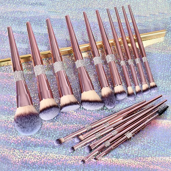 Bueart Design 16Pcs Makeup Brushes Set with Elegant Design Holder Case,Premium Ultra Soft Professional Make up Brushes for Foundation,Blush,Powder,Highlighter,Contour,Eyeshadow